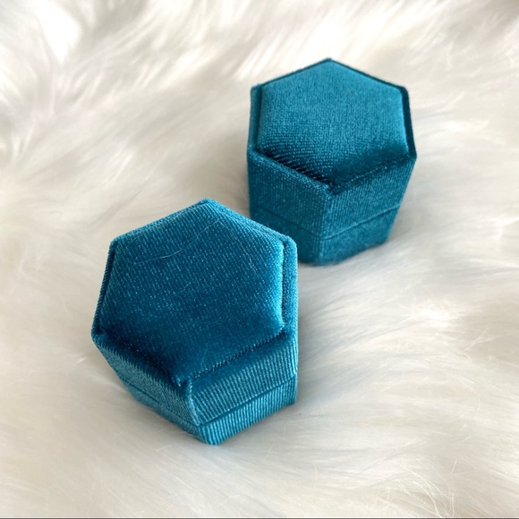 💍 NWB Pair of Ring Boxes in Teal Velvet 2 Pieces 💍 - Picture 7 of 8